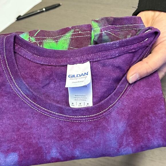 New Womens Top Size Medium Purple Tie Dye Long Sleeve Handcrafted Festival Hippy - Picture 7 of 8